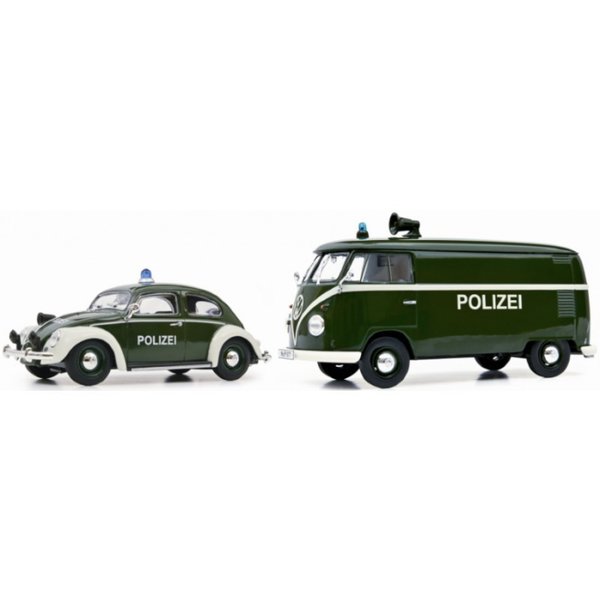 450774400 2er Set Polizei: VW Käfer und VW T1 Kastenwagen der Polizei