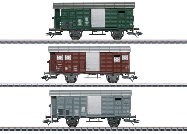 46568 Güterwagen-Set mit gedeckten Güterwagen K3 der Schweizerischen Bundesbahnen (SBB) Epoche III